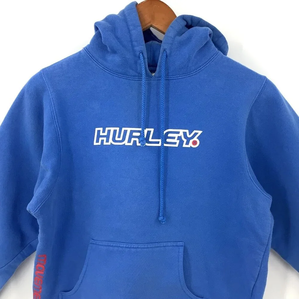 Hurley Hoodie Women's Blue Medium Cotton Blend Pullover Sweatshirt - Picture 2 of 10